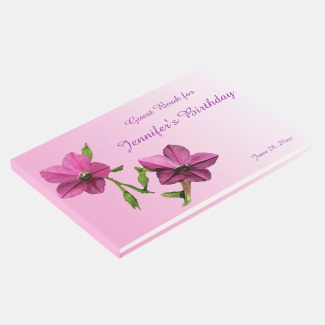 Pretty Pink Floral Birthday Party Guest Book