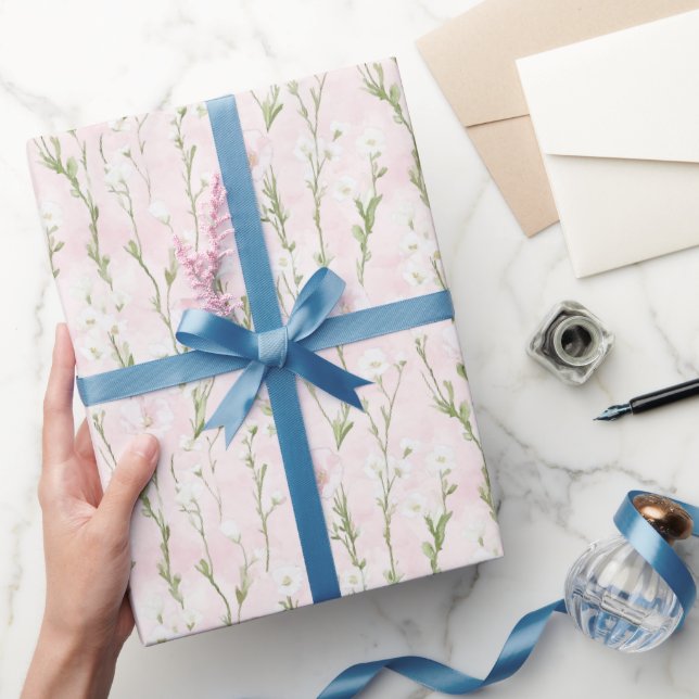 Pretty Pink Floral Birthday Wrapping Paper (Gifting)