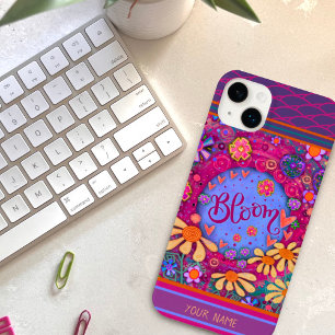 Pretty Pink Floral Bloom Hearts Inspirivity Name Case-Mate iPhone 14 Plus Case