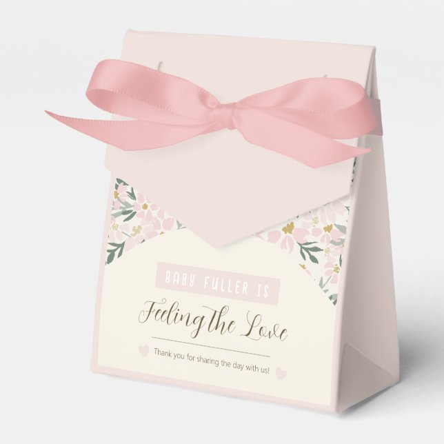 Pretty Pink Floral Boho Baby Shower Invitation Favor Boxes (Front Side)