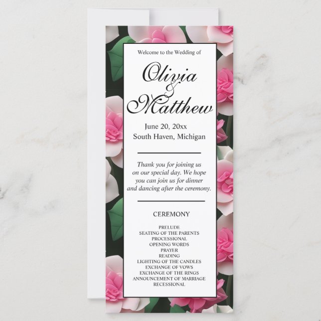 Pretty pink floral boho greenery pattern (Front)