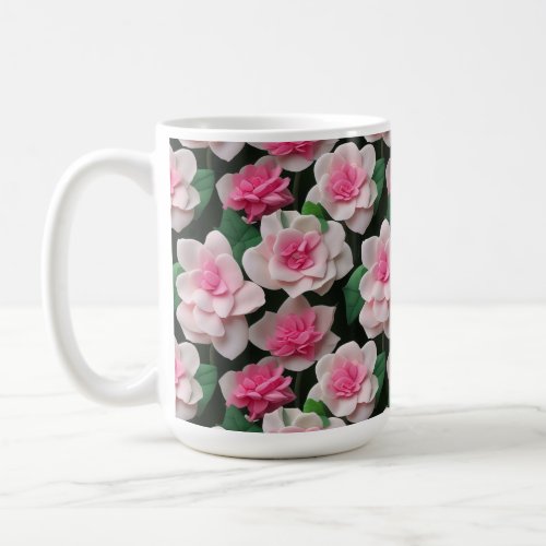 Pretty pink floral boho greenery pattern coffee mug