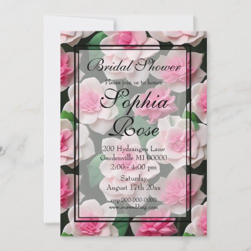 Pretty pink floral boho greenery pattern invitation