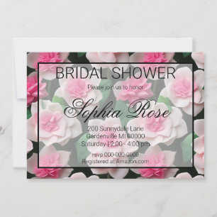 Pretty pink floral boho greenery pattern invitation