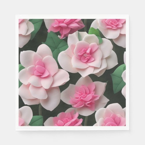 Pretty pink floral boho greenery pattern napkins