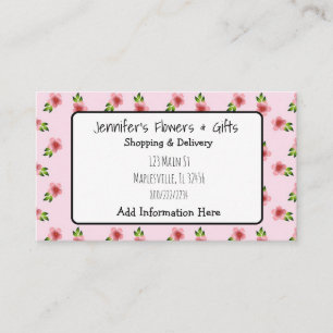 Pretty Pink Floral & Bow Business Card