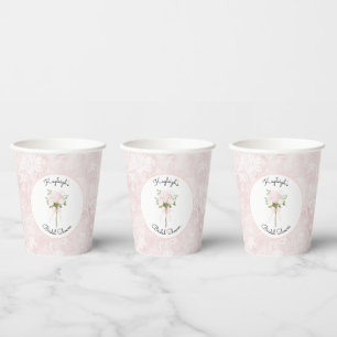 Pretty Pink Floral Bridal Shower Paper Cups