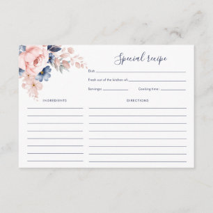 Pretty Pink Floral Bridal Shower Recipe Enclosure Card