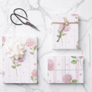 Pretty Pink Floral Bridal Shower Wrapping Paper Sheets