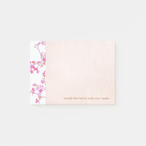 Pretty Pink Floral Buds Branch Post_it Notes