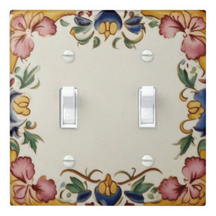 Pretty Pink Floral Cream Spanish Decorative Light Switch Cover