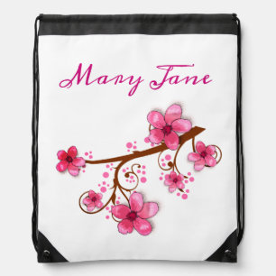 Pretty Pink Floral Drawstring Backpack