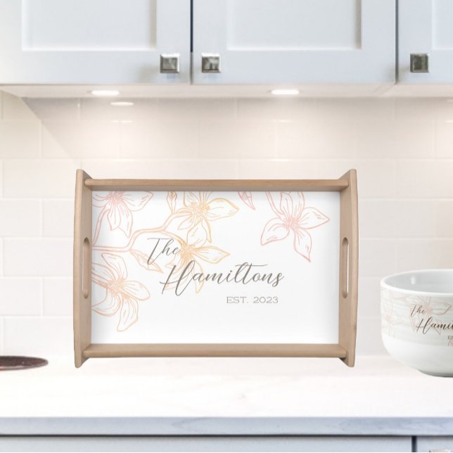 Pretty Pink Floral Farmhouse Custom Serving Tray (Creator Uploaded)