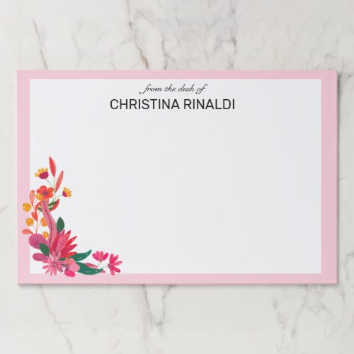 Pretty Pink Floral  From The Desk Of Paper Pad