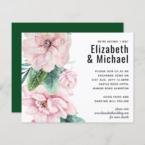 Pretty Pink Floral Green Leaves Wedding Budget