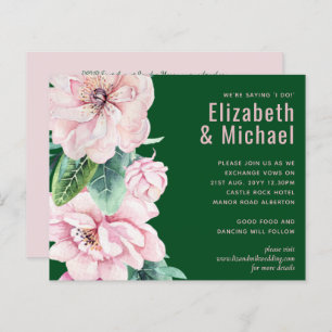 Pretty Pink Floral Green Leaves Wedding Budget