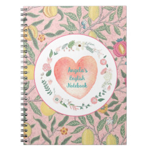 Pretty Pink Floral Heart Grandmillenial  Notebook