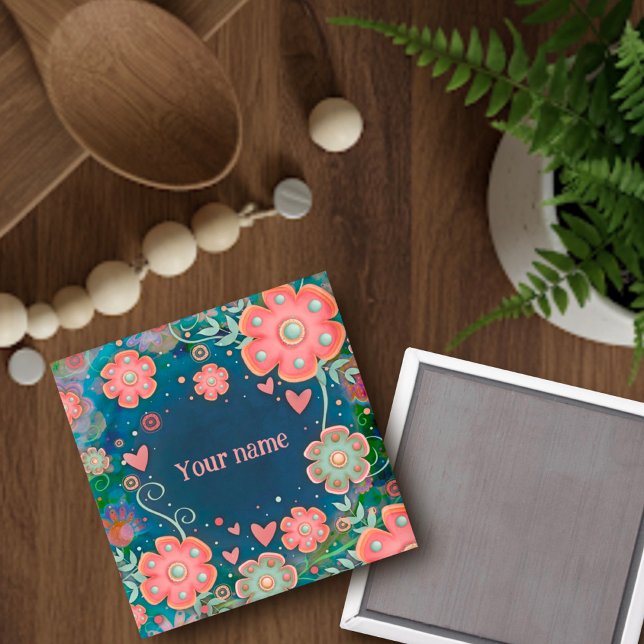 Pretty Pink Floral Hearts Customized Inspirivity Magnet (Creator Uploaded)