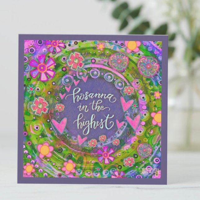 Pretty Pink Floral Hearts Hosanna Easter Note Card (Creator Uploaded)