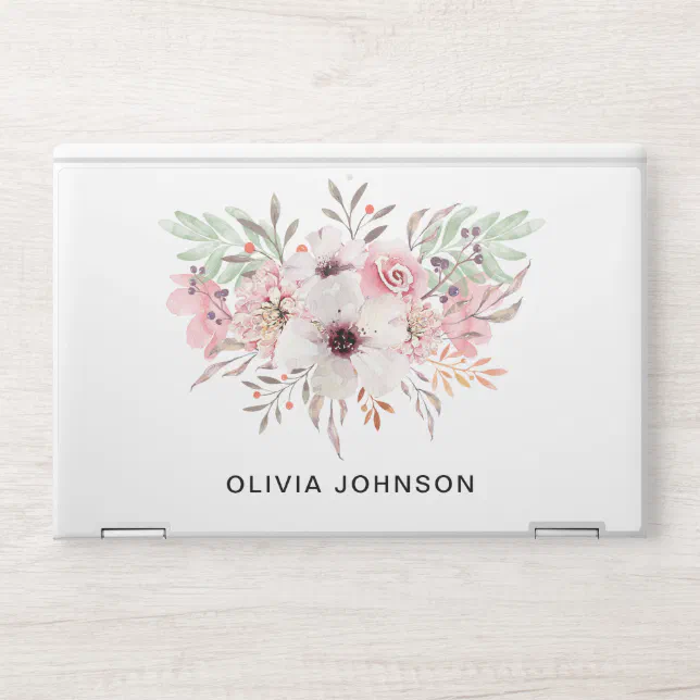 Pretty Pink Floral HP Laptop Skin | Zazzle