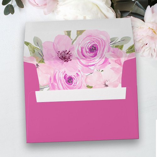 Pretty Pink Floral Invitation Envelope