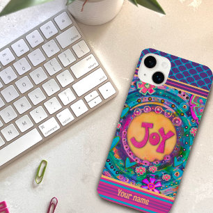 Pretty Pink Floral Joy Dots Inspirivity Name Case-Mate iPhone 14 Plus Case