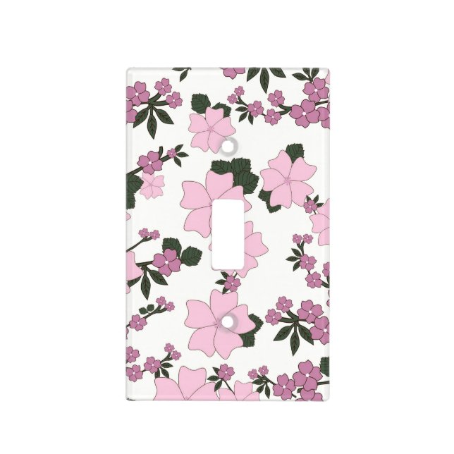 Pretty Pink Floral Light Switch Cover (Front)