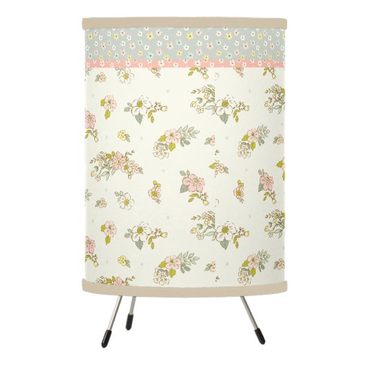 Pretty Pink Floral Little Flowers Girly Nursery Tripod Lamp (Left)