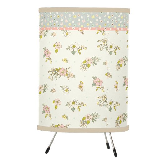 Pretty Pink Floral Little Flowers Girly Nursery Tripod Lamp (Right)