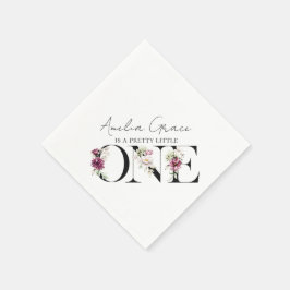 Pretty Pink Floral ONE Baby Girl's First Birthday Napkins