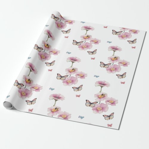 Pretty Pink Floral pastel Wrapping Paper