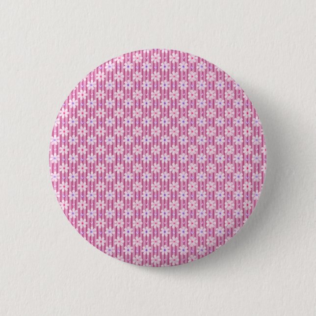 Pretty Pink Floral Pattern Button (Front)