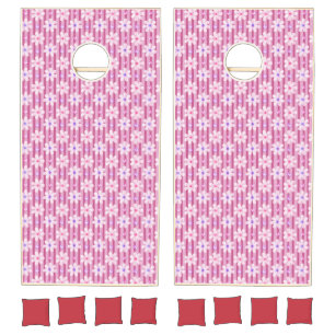 Pretty Pink Floral Pattern Cornhole Set