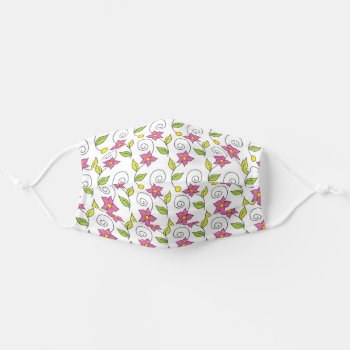 Pretty Pink  Floral Pattern Design Adult Cloth Face Mask by InTrendPatterns at Zazzle