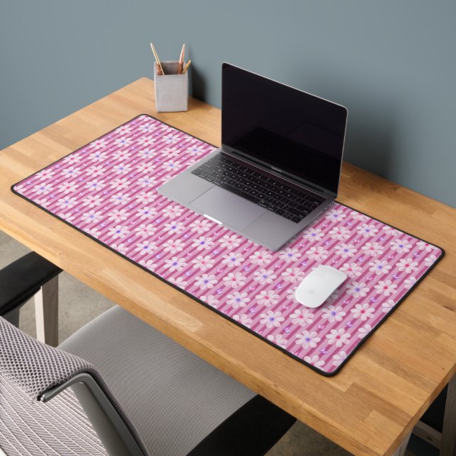 Pretty Pink Floral Pattern Desk Mat (Office 2)