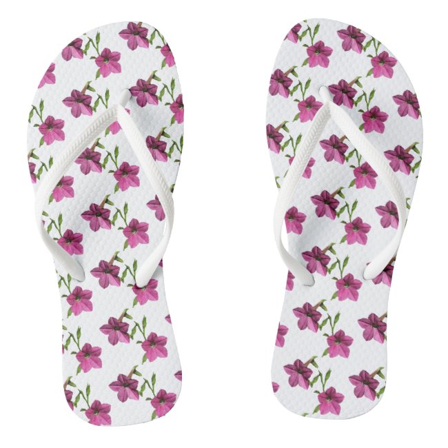 Pretty Pink Floral Pattern Flip Flops