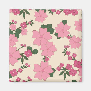 Pretty Pink Floral Pattern Magnet