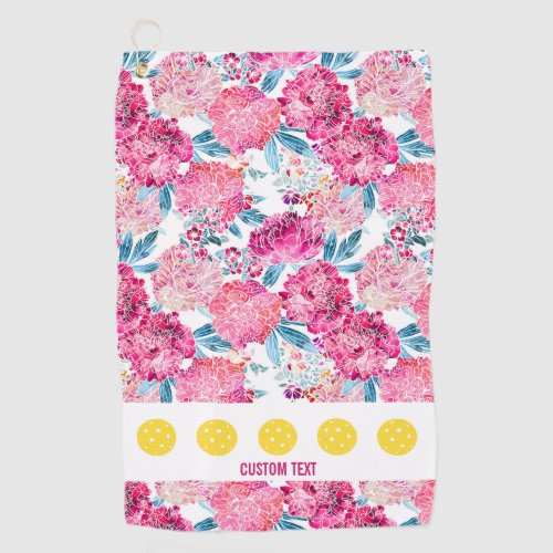 Pretty Pink Floral Pattern Pickleball Sweat Hand Golf Towel