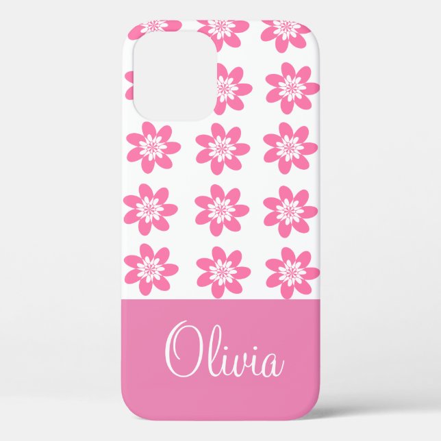 Pretty Pink Floral Personalized Case-Mate iPhone Case-Mate iPhone Case (Back)