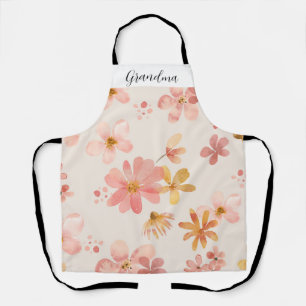 Pretty Pink Floral Personalized Grandma Apron