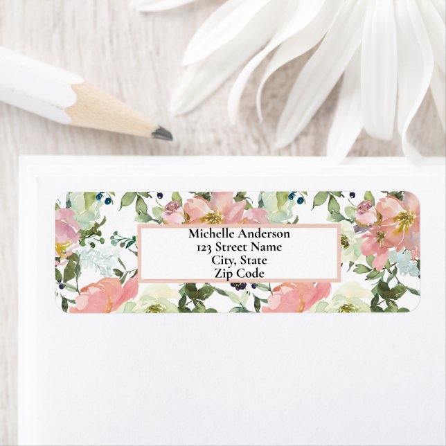 Pretty Pink Floral Personalized  Label (Insitu)