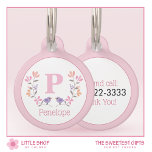 Pretty Pink Floral Personalized Pet ID Tag<br><div class="desc">Elevate your pet’s style with this personalized ID tag. Adorned with delicate pink, purple, and peach flowers, charming birds, and a customizable monogram featuring a pet’s name on the front and phone number on the back, this tag is both stylish and practical. It's the perfect accessory to ensure your furry...</div>