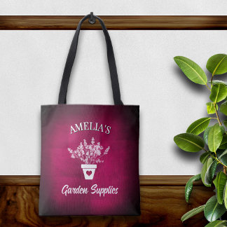 Pretty Pink & Floral Personalized Tote Bag