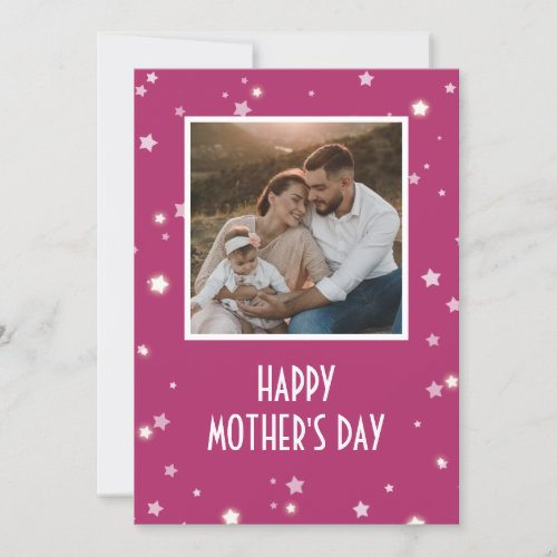 Pretty Pink Floral Photo Happy Mothers Day Card