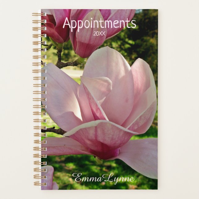 Pretty Pink Floral Photo Personalized Appointments Planner (Front)