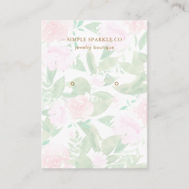 Pretty Pink Floral Print Earring Display Card (Front)