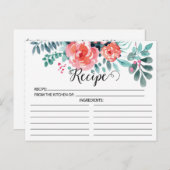 Pretty Pink Floral Recipe Card (Front/Back)