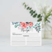 Pretty Pink Floral Recipe Card (Standing Front)