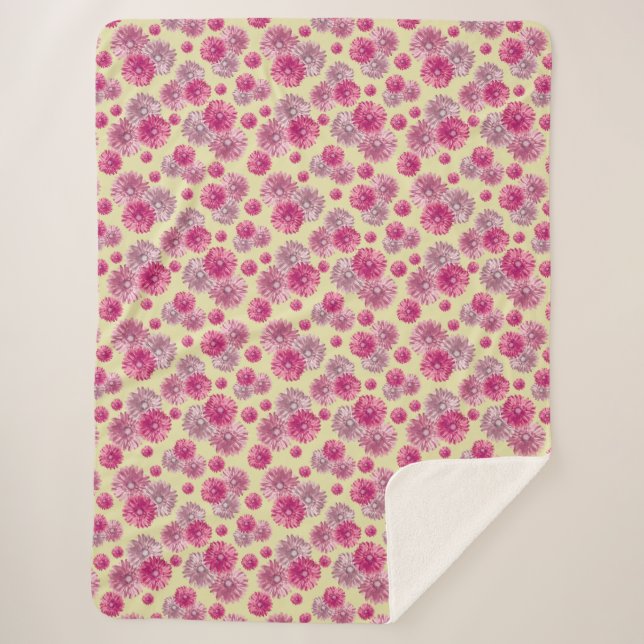 Pretty Pink Floral Sherpa Blanket For Her (Front)