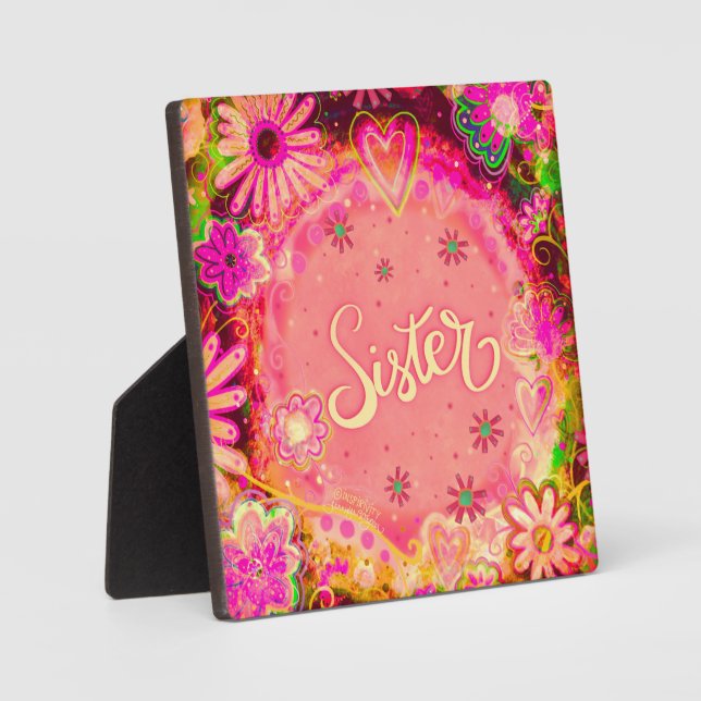 Pretty Pink Floral Sister Inspirivity Plaque (Front)